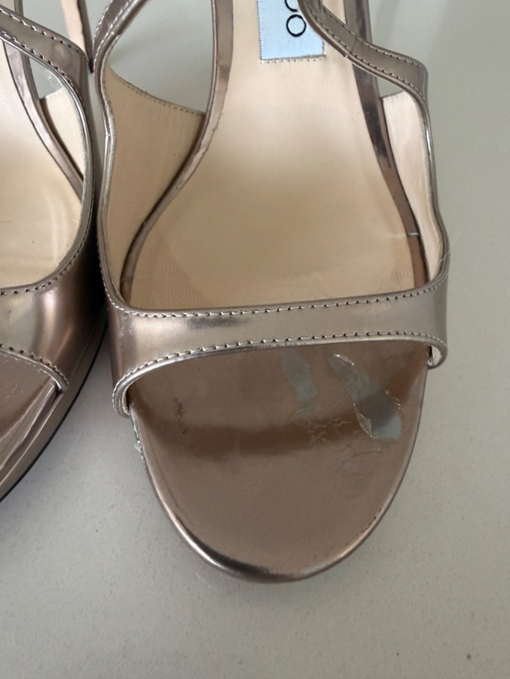 Jimmy Choo Ballet Pink Liquid Mirror Leather Sandals - Picture 8 of 9